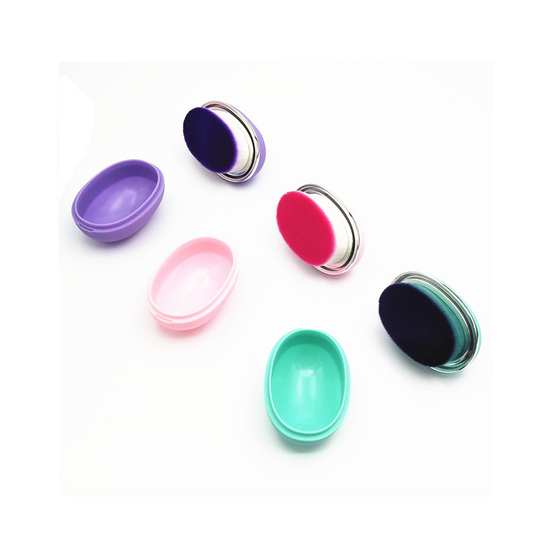 Portable Egg Shape Oval Cosmetic Foundation Brush with Cap for Make up
