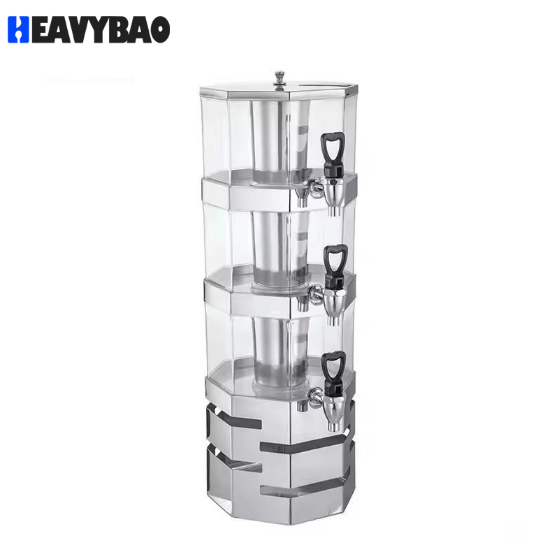 Heavybao New Design Manual Pile up Fruit Juice Beer Beverage Dispenser with Ice Tube