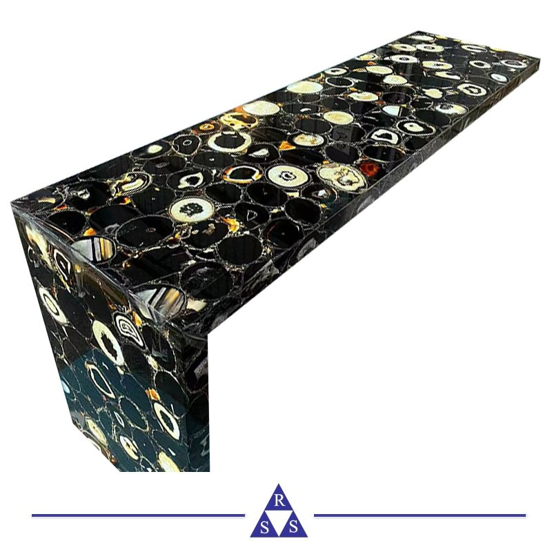 Backlit Natural Semiprecious Gemstone Slab Red Agate Coffee Table