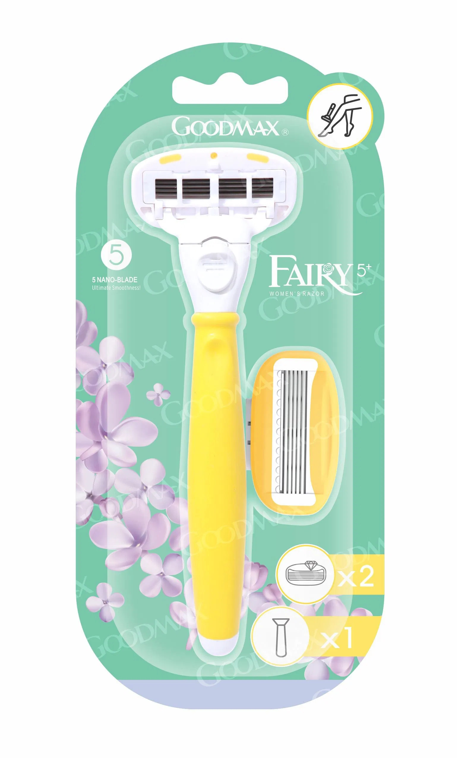 Five Blade Stainless Steel System Razor for Lady