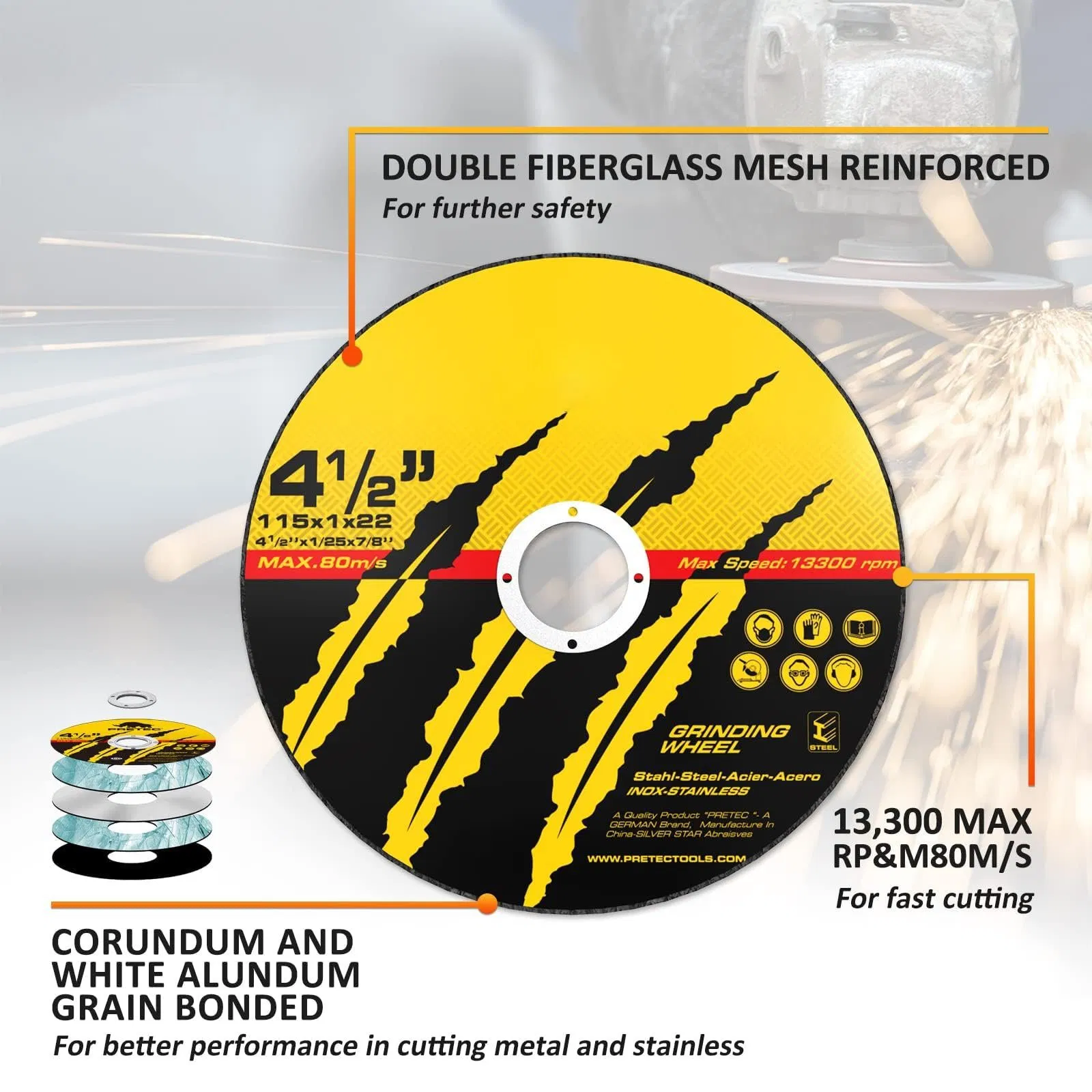 Отрезные круги 4.5 дюйма для металла, 25 шт