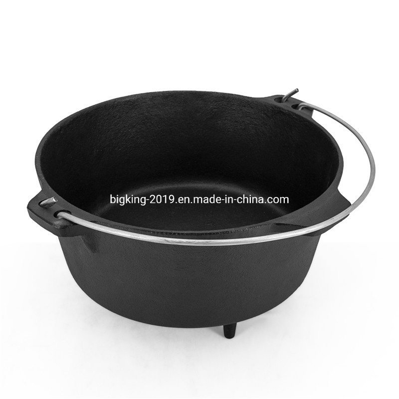 Cast Iron Camping Dutch Oven - 6 Quart Pre-Seasoned Camping Cookware Pot with Lid - Lid Lifter and Tote Bag