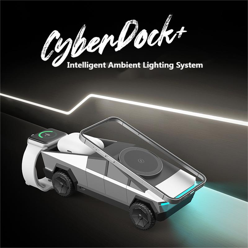 Customizable Logo Cybertruck 3-in-1 Multi-Functional Wireless Charger for Desktops (Qi2)