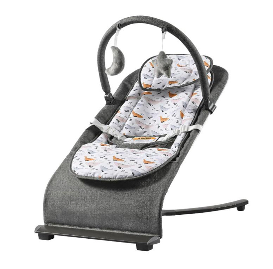 Portable Baby Bouncer for 0-6 Months Baby with 3-Point Harness Grey