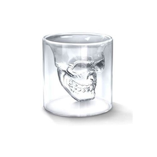 Glass Drinking Crystal Double Wall Skull Wine Glass Cup