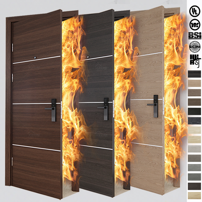China Top Manufacturer Custom Internal Fire Doors Resort Hotel Room Doors HDF Soundproof Fireproof Fire Rated Fire Wood Doors