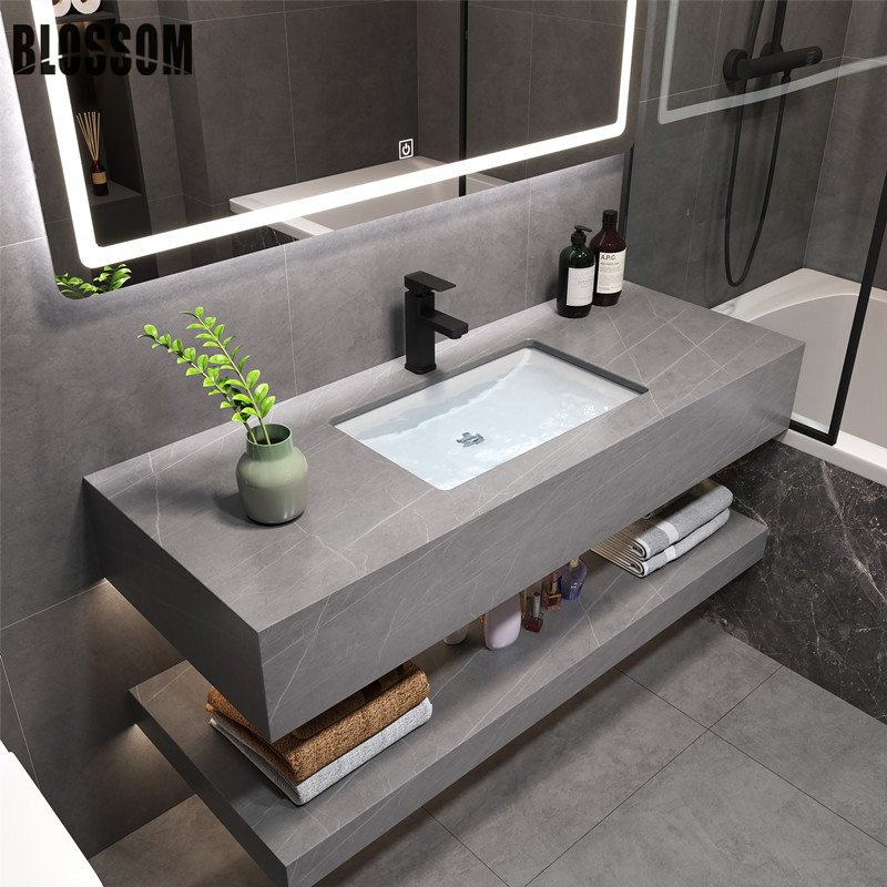 Каменная раковина для ванной с тумбой, настенная