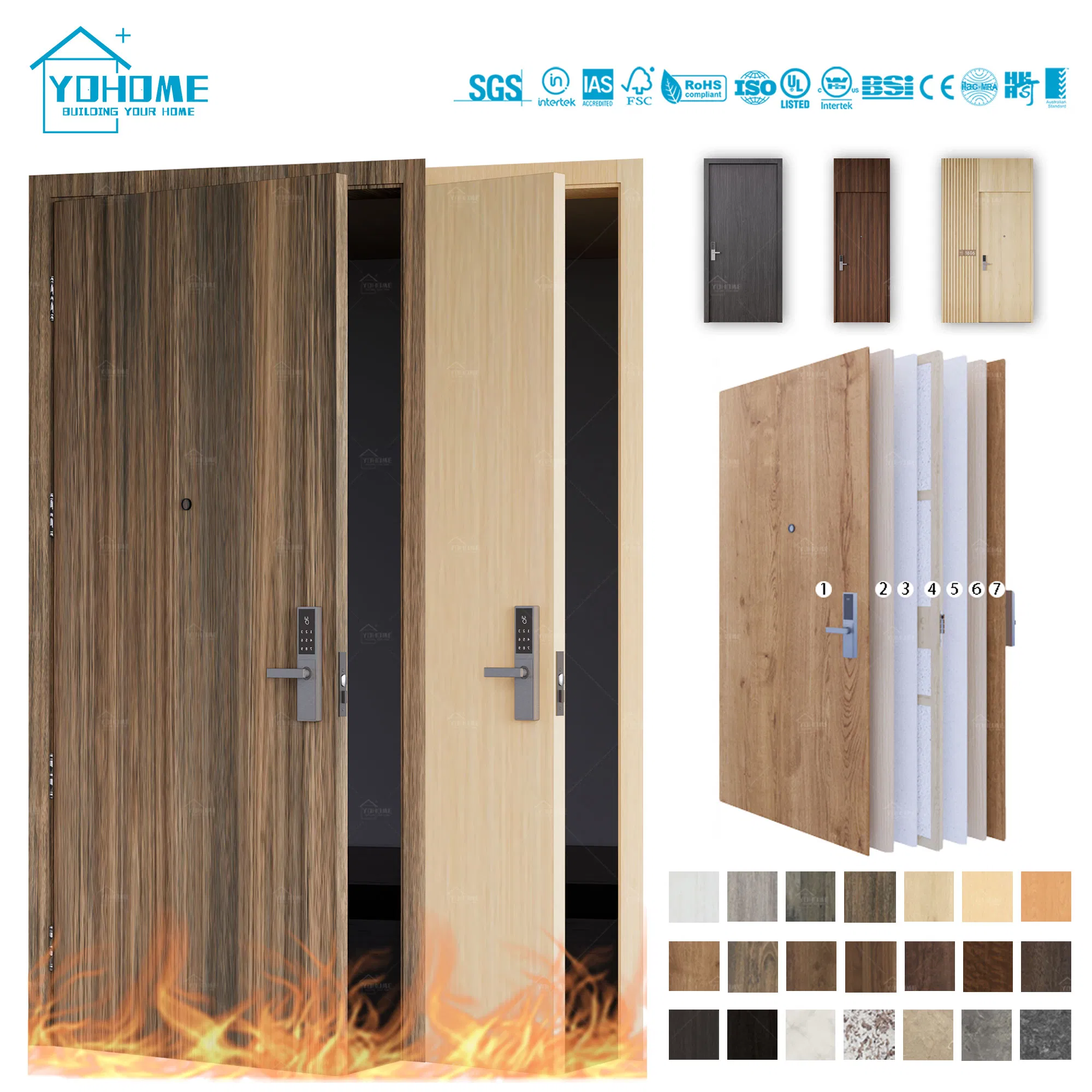 European HPL Compact Laminate Fire Door Ei 60 SA CE Marked Fire Door En 16034 60 Minute Fire Resistant HPL Door