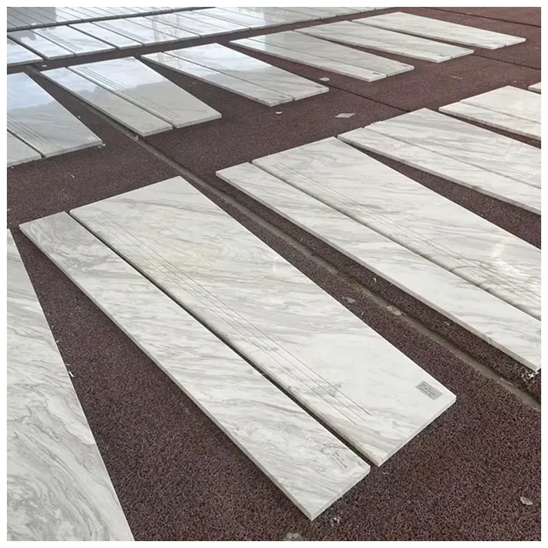 White Volakas Marble Hotel Stair Tiles