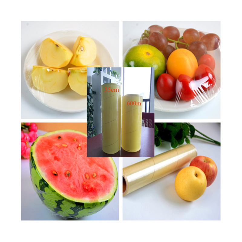 Custom Size PVC Cling Film Rolls for Food Fruits Vegetables Wrapping Packaging