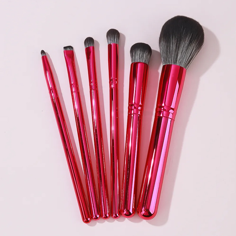 6PCS Rose Red Luxury Makeup Brush Set High Quality Source Factory Wholesale Custom Logo Soft Comfortable Makeup Brush