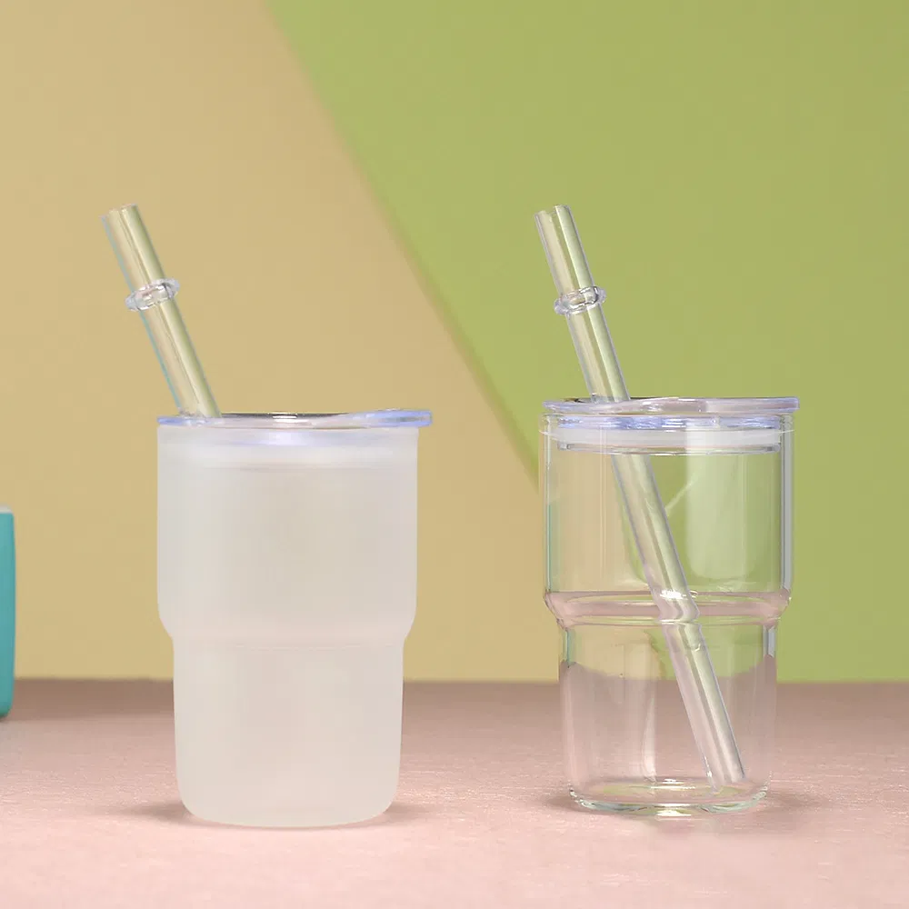 2oz 3oz Sublimation Glitter Shimmer White Shot Glass Cup Small Cute Mini Frosted Clear Glass Tumbler with Straw and Lids