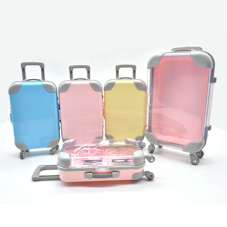 Private Label Two Pairs Set Cute Mini Luggage Suitcase 3D Mink Eyelash Packaging Case 25mm Eyelashes Box