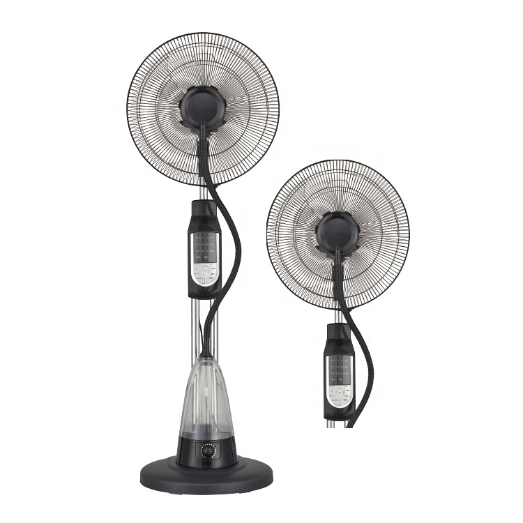16 Inch Home Appliances Water Mist Stand Fan with 3 PCS / 4 PCS / 5 PCS / 6 PCS Plastic Blades and LED Screen and Remote Controler and 2L Water Tank