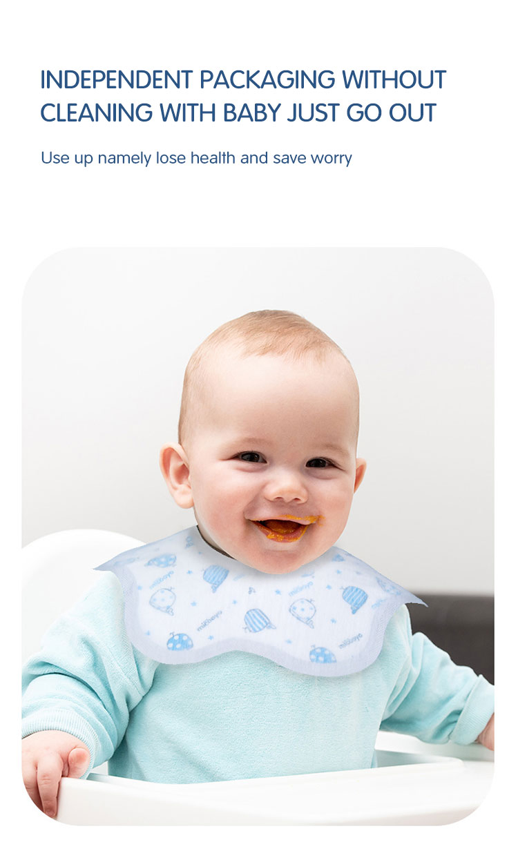 Customized Biodegradable Cute Non-Woven Fabric Disposable Absorbent Baby Bibs