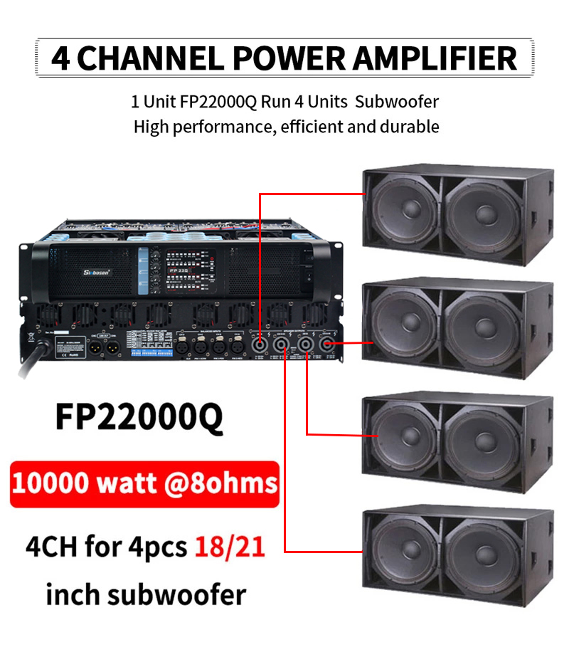 Sinbosen 4 Channel 10000W Sound Subwoofer Professional Audio Fp22000q High Power Amplifier