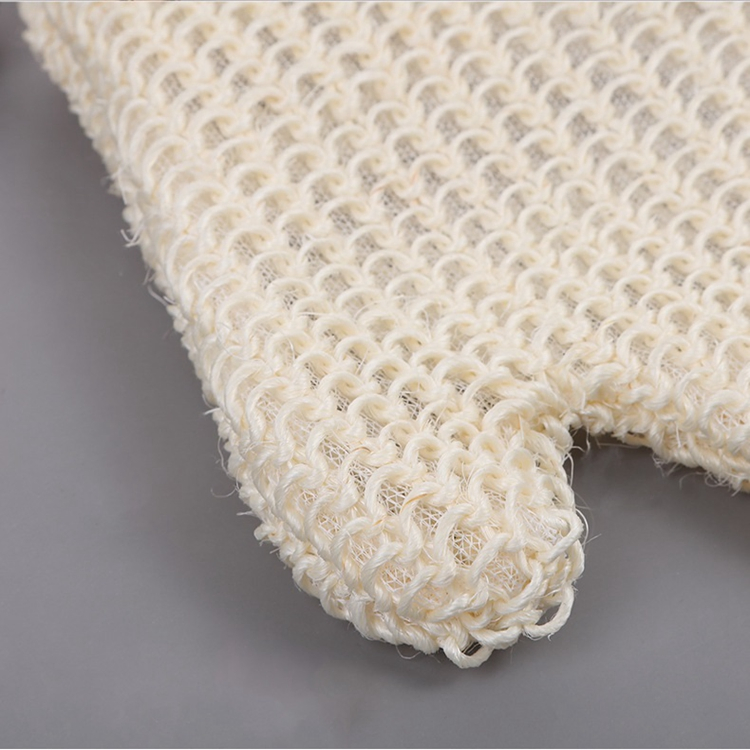Eco Friendly Loofah Linen Bath Sponge Body Exfoliating Glove Scrubber Natural Shower Body Bath Scrub Exfoliating Glove Mitt