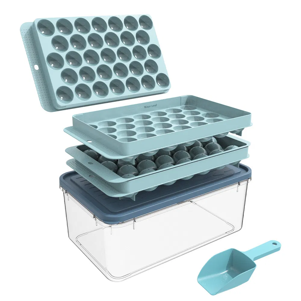 Round Ice Cube Tray Plastic Covered Ice Ball Mold Food Grade PP Bandeja De Cubitos De Hielo De Silicona