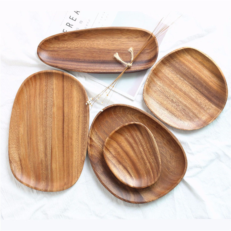 Factory Direct Supply Tableware Set Beech Wood Irregular Oval Solid