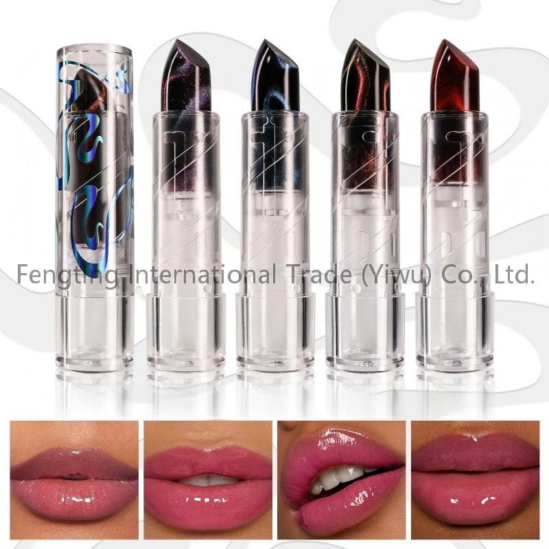 Galaxy Pattern Fine Glitter Lipstick Cat-Eye Effect Luminous Colorful Temperature-Changing Fashionable Vitamin C Chemical Lip Makeup