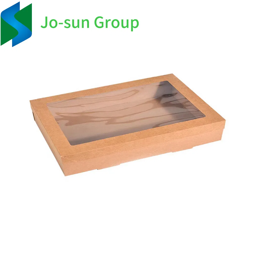 Desserts Cookies Boxes Large Picnic Takeout Sandwich Food Packing Sushi Kraft Paper Box with Clear Window