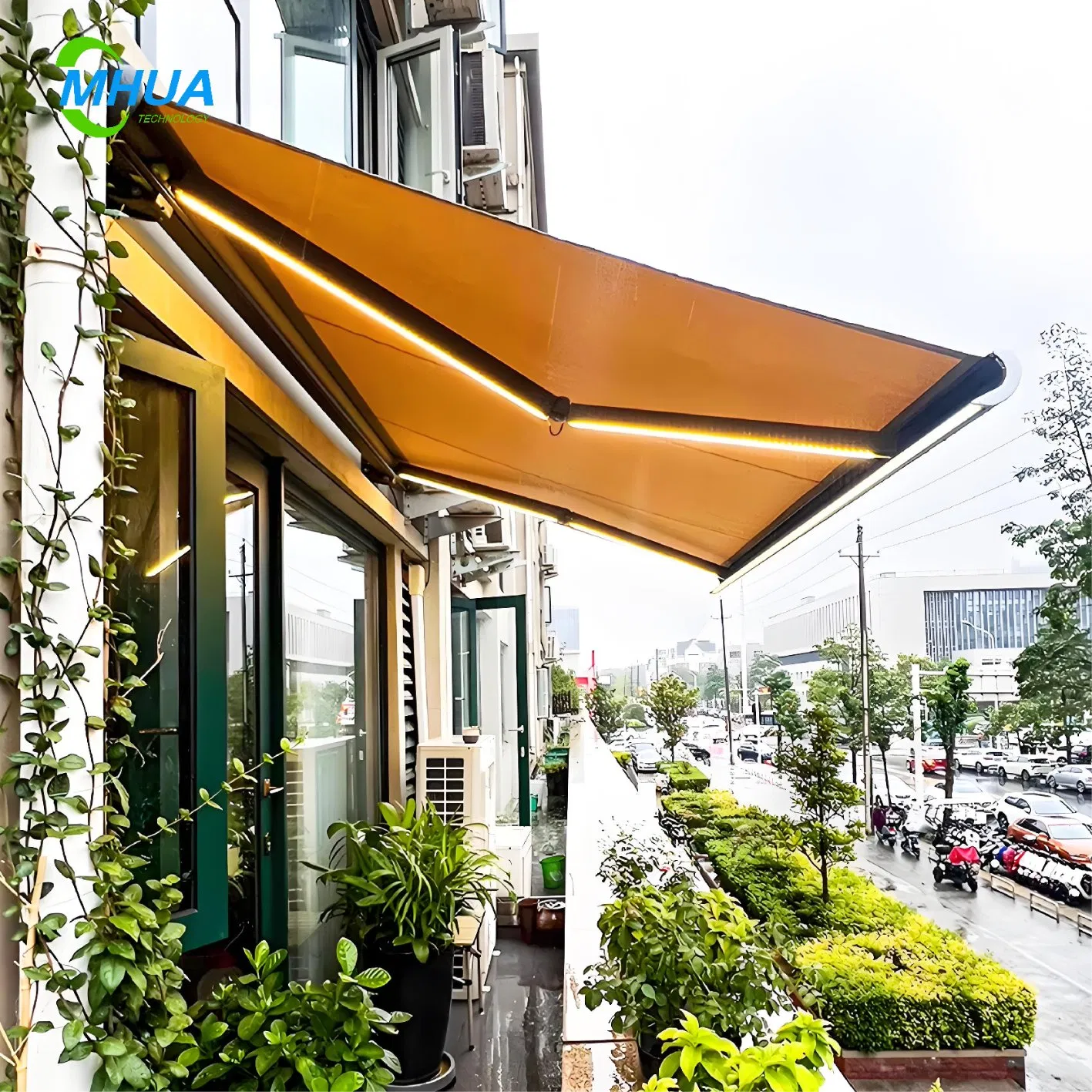 Electric Full Box Window Terrace Full Cassette Arm Components Outdoor Waterproof Automatic Motorized Retractable Awning
