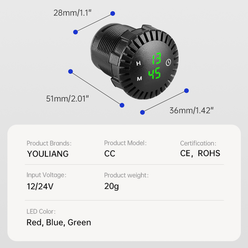 Автомобильные часы LED с таймером и сенсором