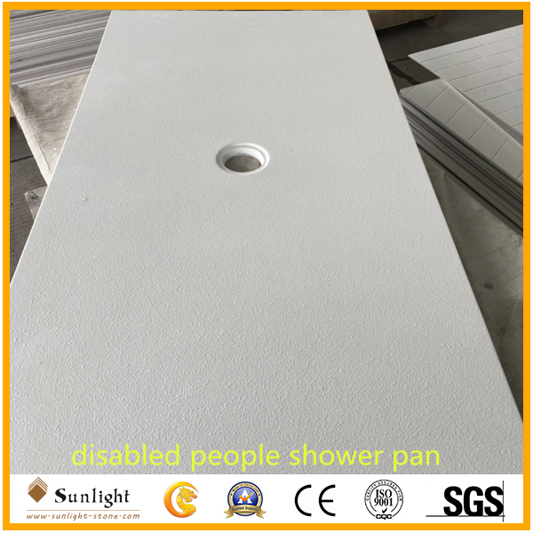 Roll-in Artificial Ada Cultured Marble Solid Shower Base for Disabled Showeroom
