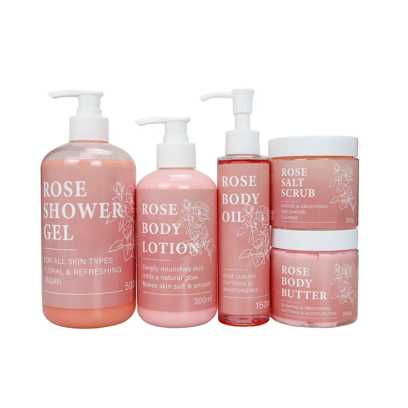 Beauty Cosmetics Body Care Five-Piece Set Moisturizing Hydrating Rose Body Care Set