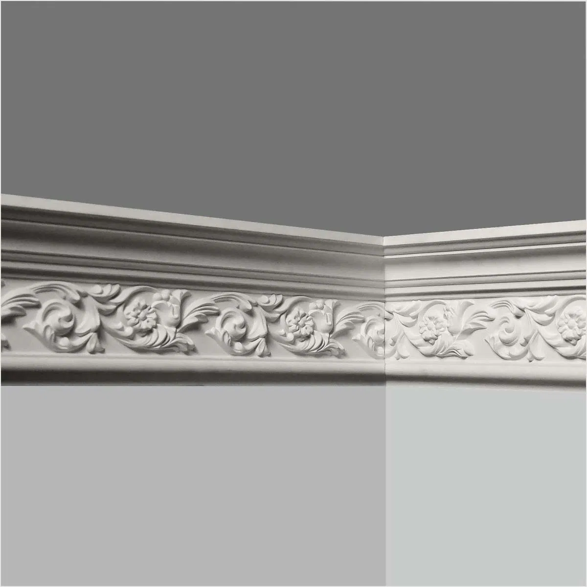 Durable Waterproof Fireproof 3D Carving Flora Polyurethan Molding PU Crown Moulding for Home Decor
