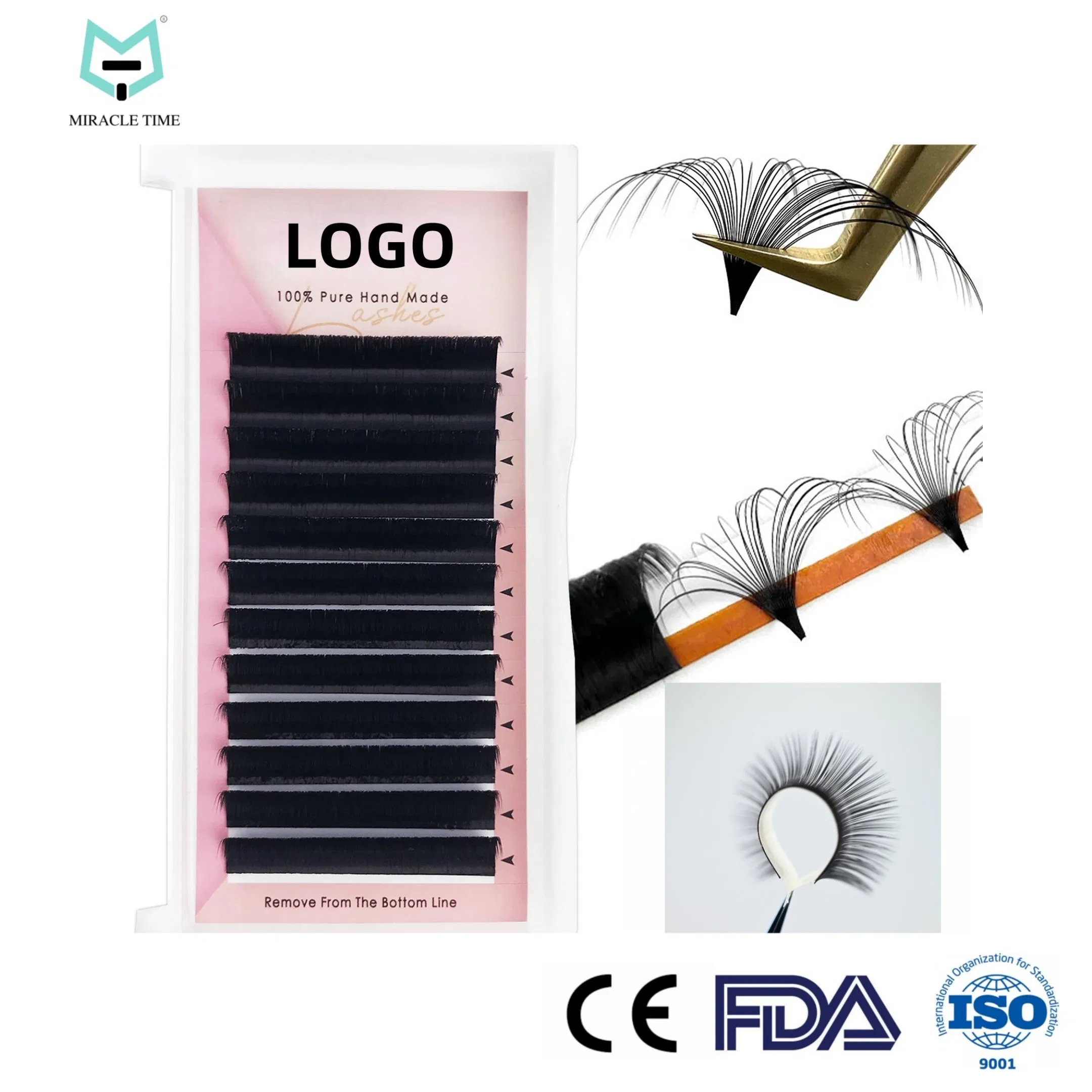 Mtlashes OEM Easy Fan Volume Eyelash Extensions Black Faux Mink Professional Salon Use Lashes