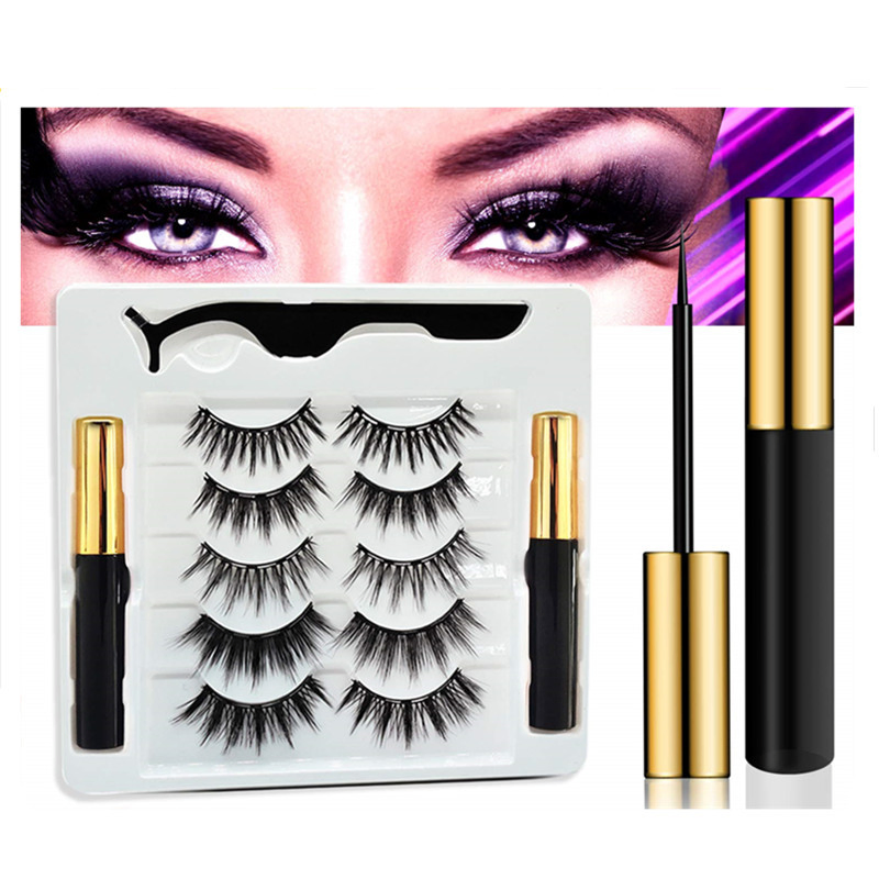 Wholesale 5 Pairs Magnetic Eyeliner and Lashes with Reusable Lashes