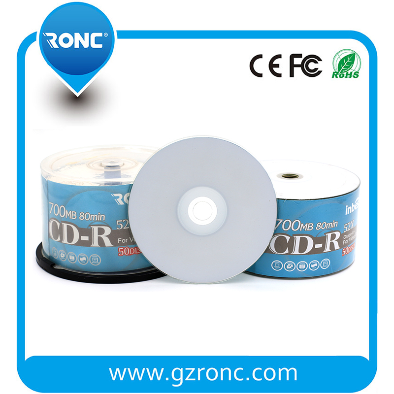 Чистые белые CD-R диски 52X 700MB для струйной печати