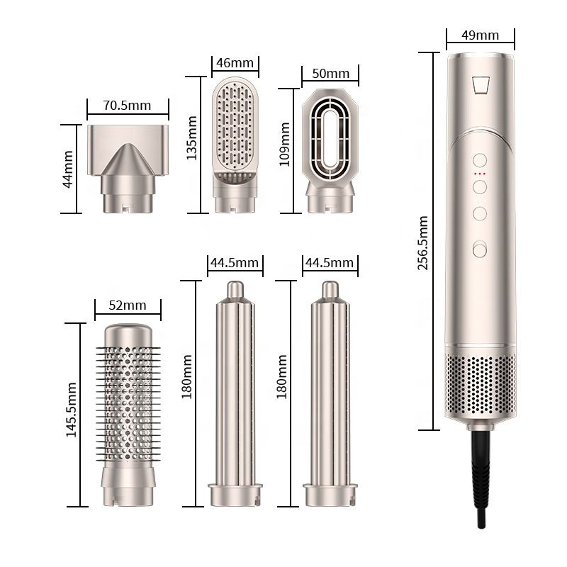 6-in-1 Multi-Hair Styling Hot Air Blower Hair Curler Straight Brush Nozzle