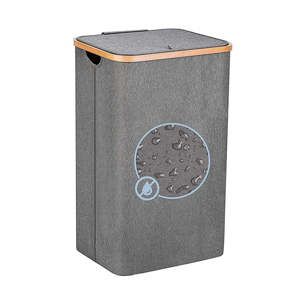 Premium Handmade Bamboo Laundry Basket with Lid, Foldable for Home Use