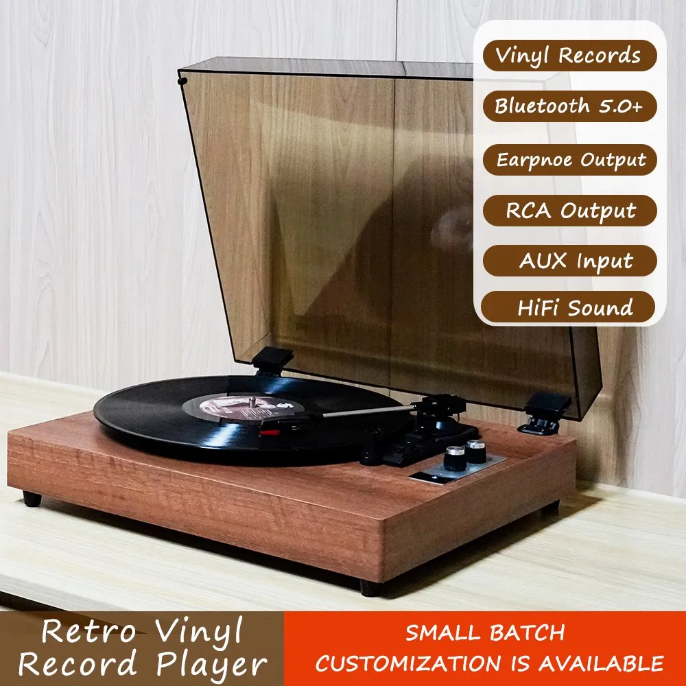 Modern High End Wooden 3 Speed Lp Record Player Multiple Phonograph Needle Turntable Bluetooth Vinyl Record Player