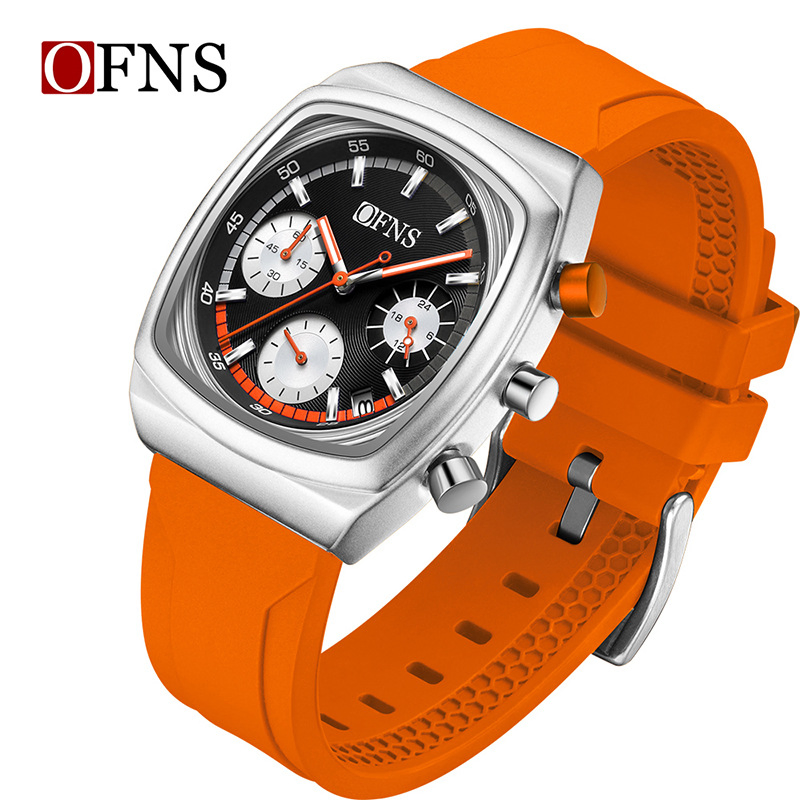 New Square Men's Watch Multifunctional 6-Hand Calendar Luminous Waterproof Quartz Watch