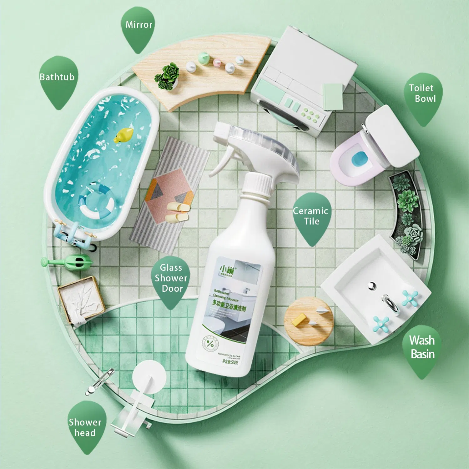 Super Multifunctional Bathroom Cleaner Wall Floor Ceramic Tile Cleaning Detergent Liquid