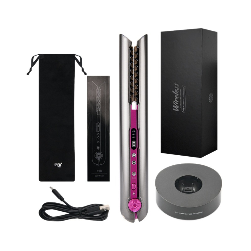 Cross-Border Wireless Charging Mini Hair Straightener Curling Iron 2-in-1 Portable Hair Straightening Comb Fluffy Splint Curling Iron