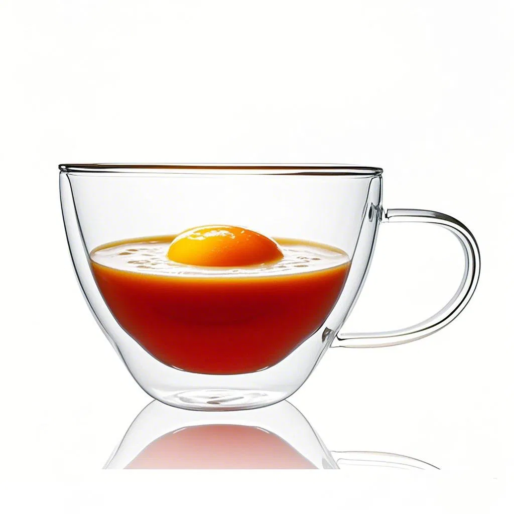 Wholesale Customized Clear Transparent Hand Made Heat Resistant Borosilicate Glass Double Wall Glass Bowl with Handle for Soup Glass Container