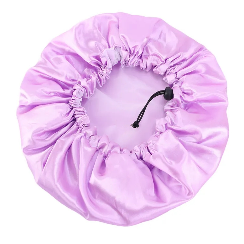 Custom Logo Adjustable Elastic Band Strap Reusable Shower Cap