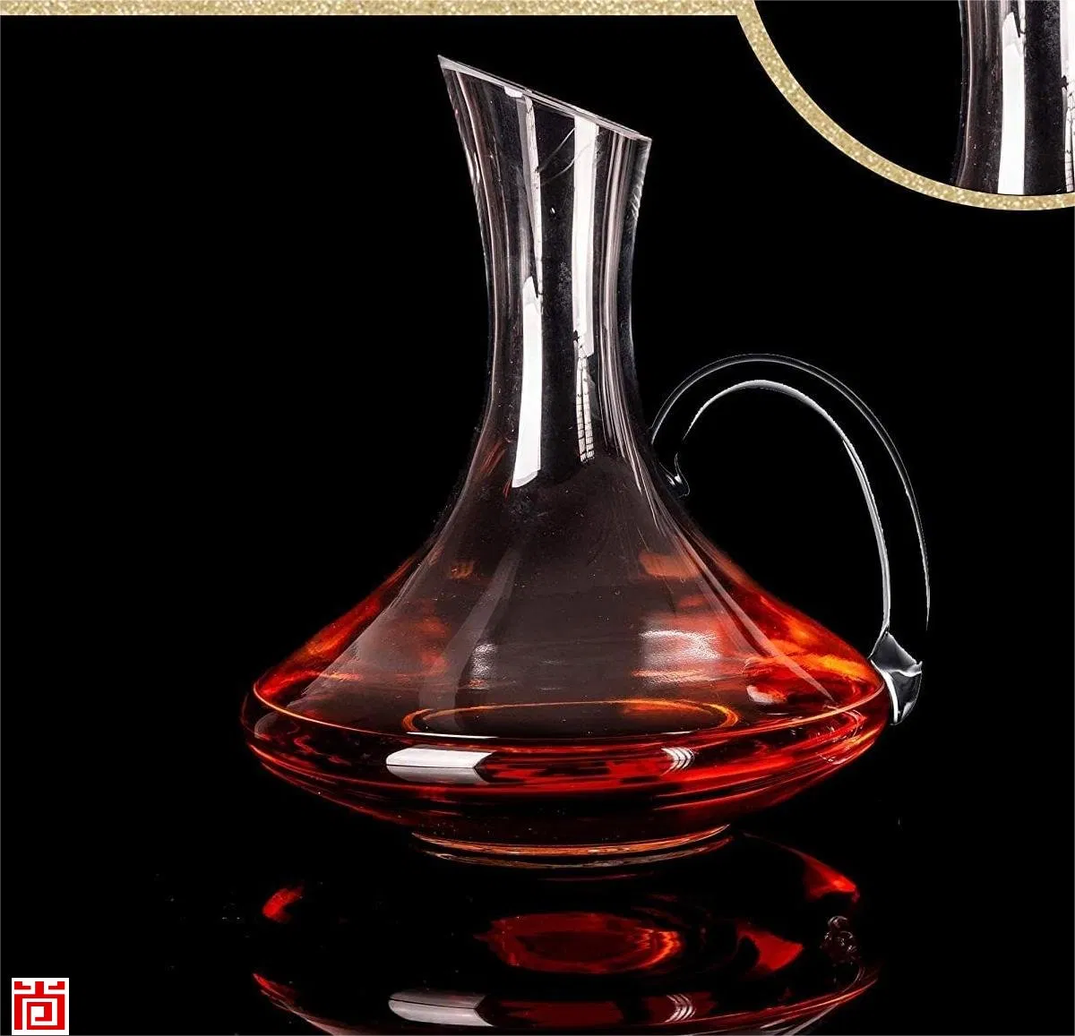 Hand Blown Glass Wine Decanter with Handle