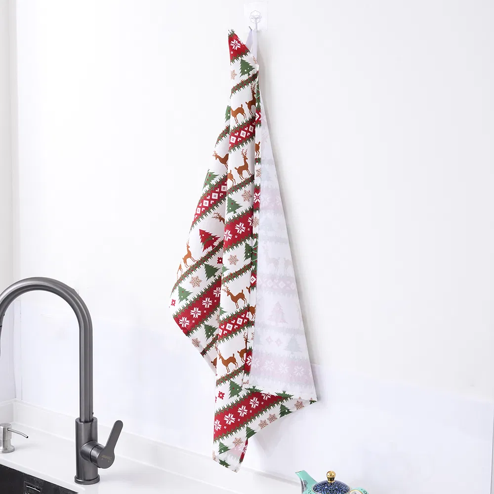 Custom Printed 100% Cotton Tea Towel Christmas Gift Series Made in China