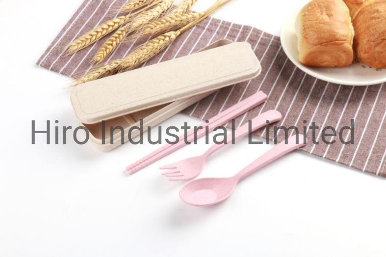 Wheat Straw Cutlery Set with Storage Box Include Spoon Fork Chopsticks