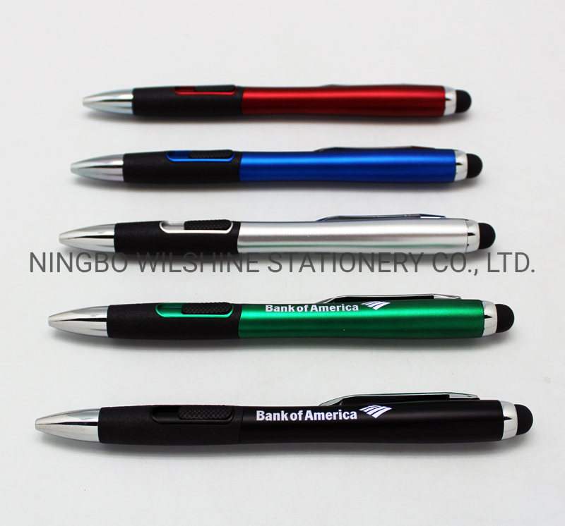 New Popular Plastic Stylus Ball Pen Light Pen with Side Click Action (DP0218)