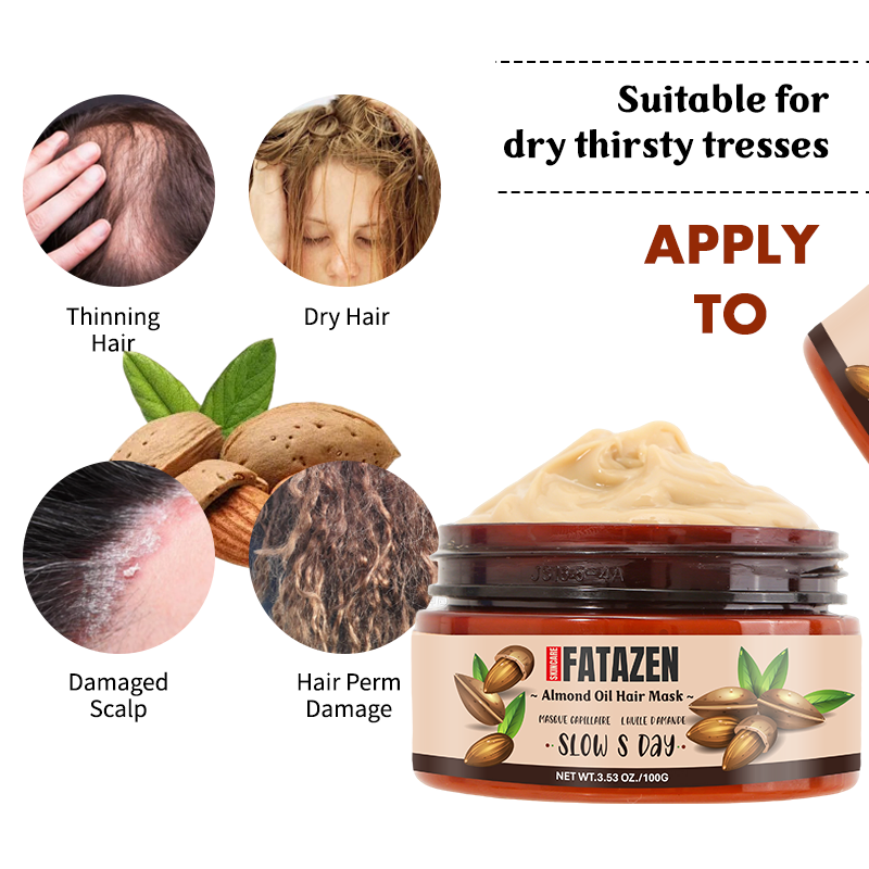 Fatazen Wholesale Deep Conditioning Repair Dry Damaged Hair Frizzy Hydrating Keratin Collagen Almond Oil Hair Mask Treatment