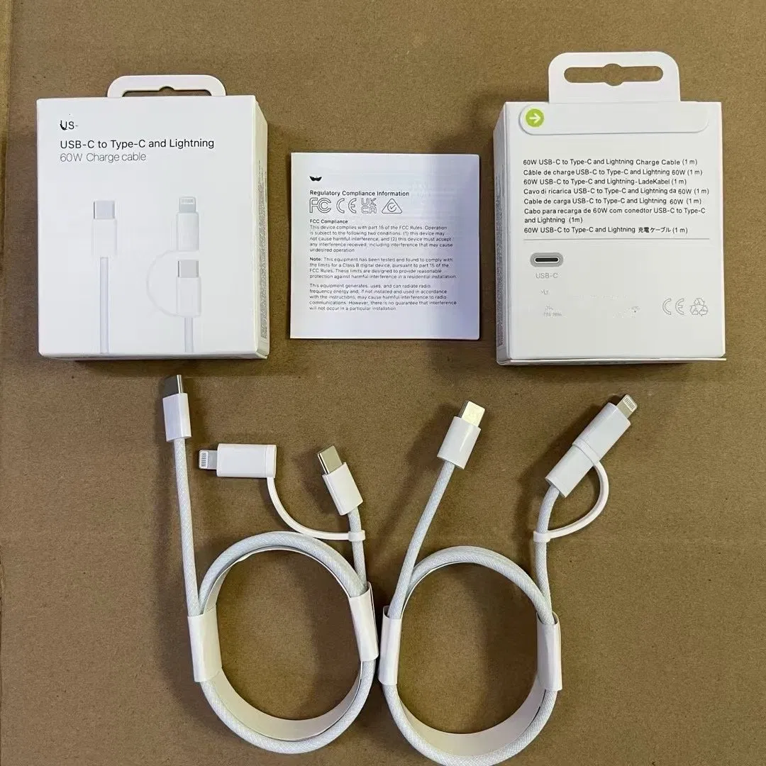 Кабель USB-C/Lightning 2 в 1, 60Вт, 1м
