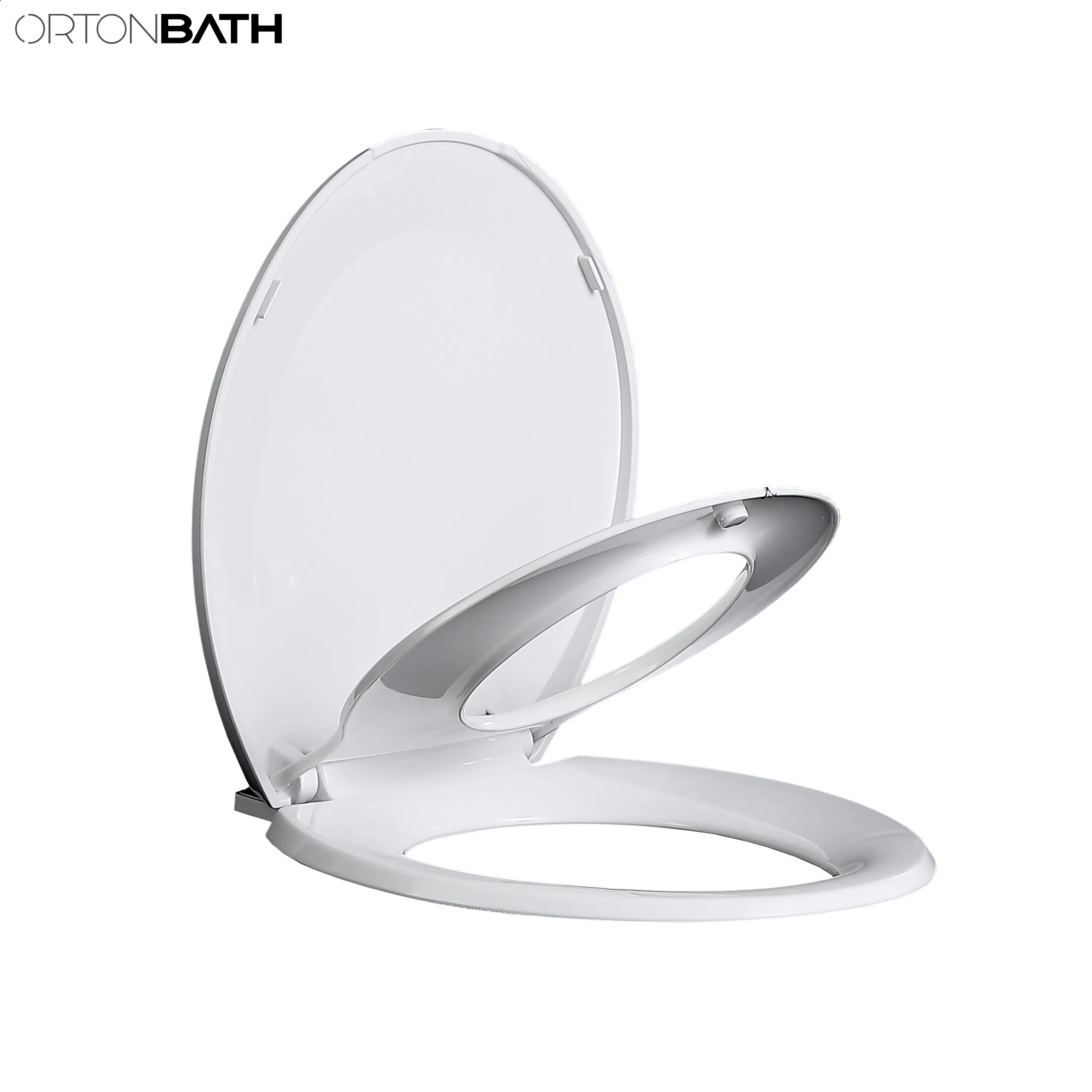 Ortonbath China Sanitary Ware Hinged Glossy Sustainable Recycled Wood Environment Friendly MDF Toilet Bowl Seat Cover for Both Adult and Children Kids