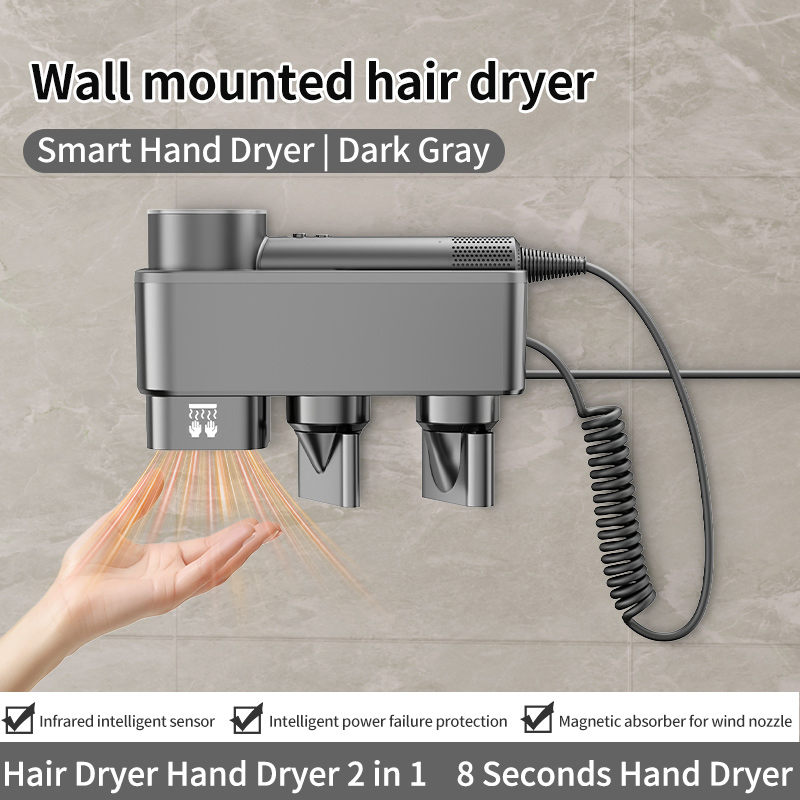 Wall-Mounted Smart Dry Hand Hair Dryer Hair Products 3 in 1 Self Adhesive Hair Tool Organizer