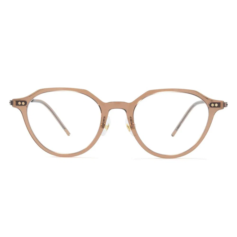 2025 New Styles Kbt98336 Elegant Round Brown Acetate Frame with Titanium Temples
